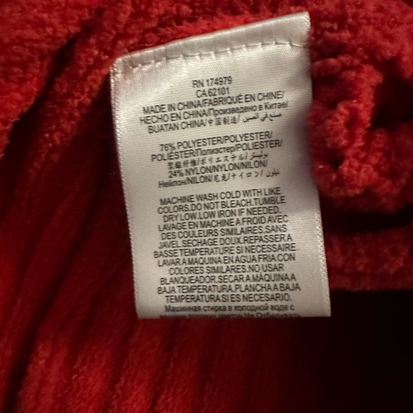 EUC BCBG MAXAZRIA RED POINTELLE KNIT CHENILLE SWEATER - women’s medium - Picture 6 of 7